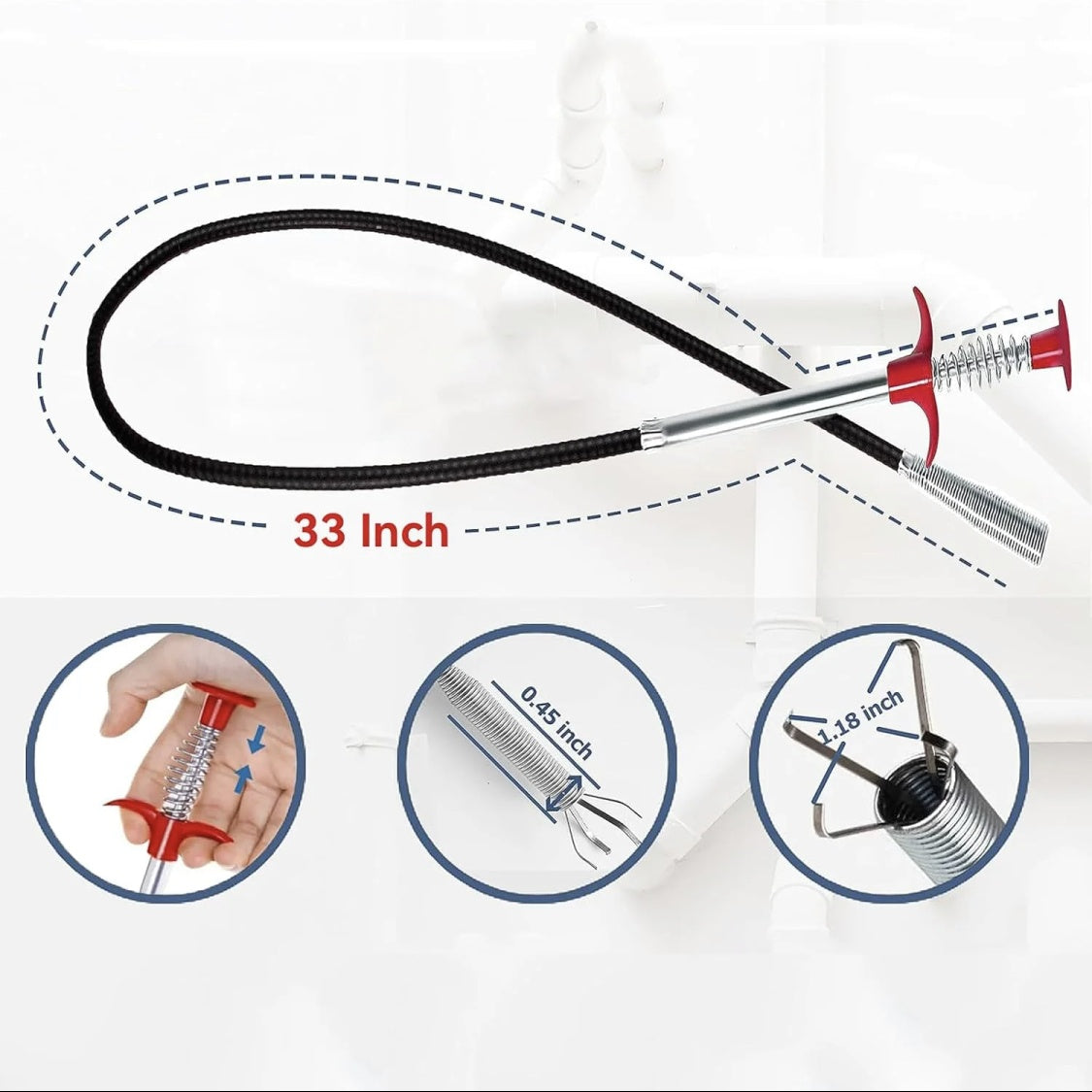 “Drain Snake Tool – Instantly Unclog Your Sink & Shower in Seconds 🚿🔥”