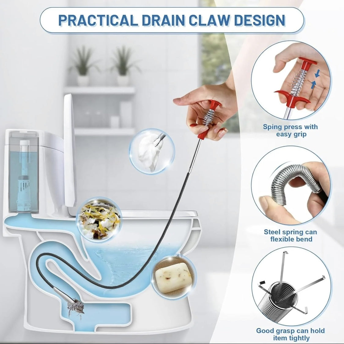“Drain Snake Tool – Instantly Unclog Your Sink & Shower in Seconds 🚿🔥”