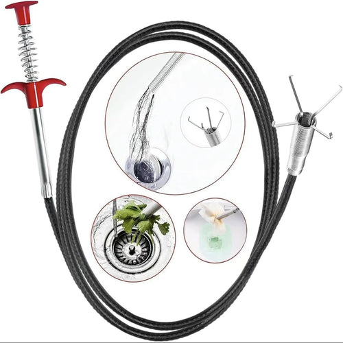 “Drain snake tool for unclogging sink hair remover pipe cleaner”